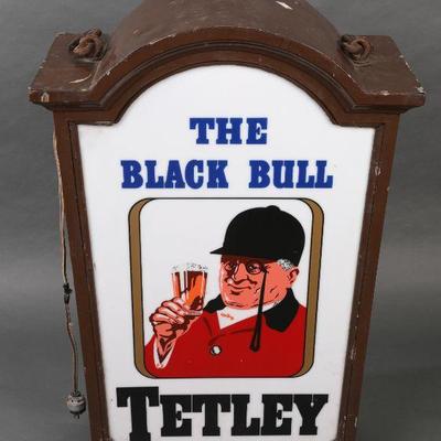 Lighted sign for the Black Bull Bar in England