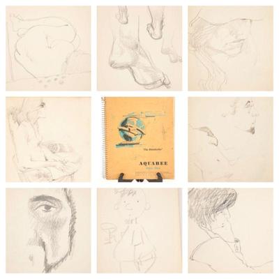 Lou Marak sketch pad full of original drawings, studies, sketches