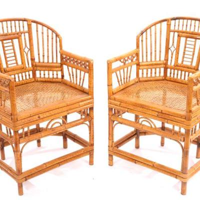 Pair MCM Bamboo Solarium Chairs