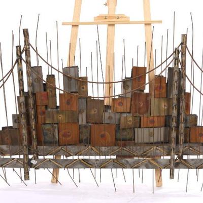 MCM Brutalist metal wall sculpture