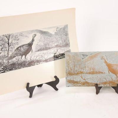 Bernard Martin engraving printers plate and prints