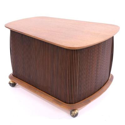 Lane MCM rolling end table with accordion screen wall