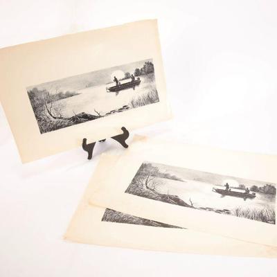 Bernard Martin engraving printers plate and prints