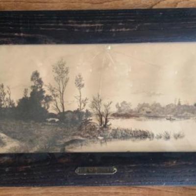 Antique Large Etching - Island Home