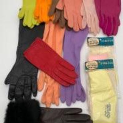 Vintage Leather & Knit Gloves - Pristine Condition