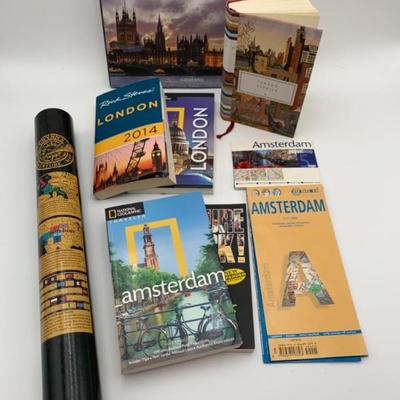 Scratch-Off Travel Map (New) and London & Amsterdam Guidebooks