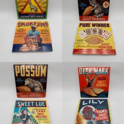 Folk Art - Vintage Framed Sweet Potato Crate Labels	