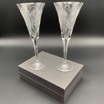 Waterford Crystal Millennium Toasting Flutes - HAPPINESS - 2000
