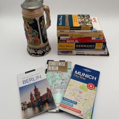 Vintage Musical German Beer Stein & Assorted German Travel Guides