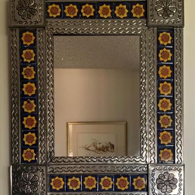 Folk Art - Mexican Talavera Tin & Tile Mirror