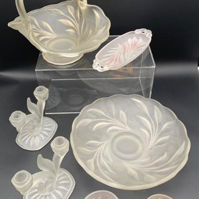 Indiana Glass Bounty - Vintage Willow Frost - 7 Pieces