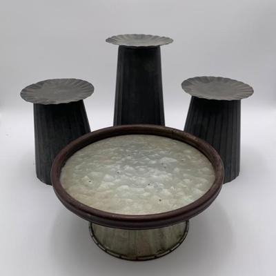 Industrial Chic Cake Stand & Pillar Candle Supports galvanized metal