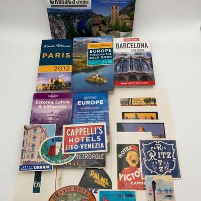 Europe Travel Guidebooks & Retro Suitcase Stickers