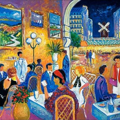 JEAN-CLAUDE PICOT (1933-2020) SIGNED SERIOLITHOGRAPH | La Terrass a Pigalle. Seriolithograph on paper. 17.5 x 20.5 in. Sight. Signed...