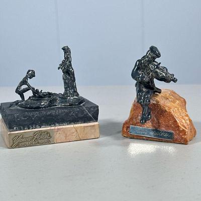 (2PC) YAACOV HELLER (1941-) AND OTHER JUDAICA | Including small silver Yaacov Heller sculpture on double stone base and Isaac Jeheskel...
