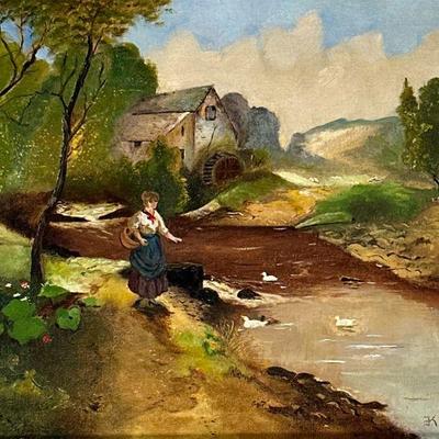 EDWARD KING (BRITISH 1860-1941) OIL PAINTING | The Millers Daughter. Oil on canvas. Signed lower right. - l. 22.75 x w. 18.75 in (frame)

