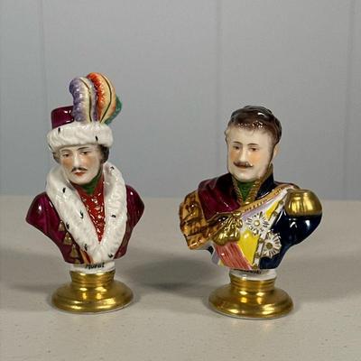 (2PC) PAIR RUDOLPH KRAMER PORCELAIN BUSTS | Miniature porcelain busts of Napoleons generals by Rudolph Kramer, including Jozef...