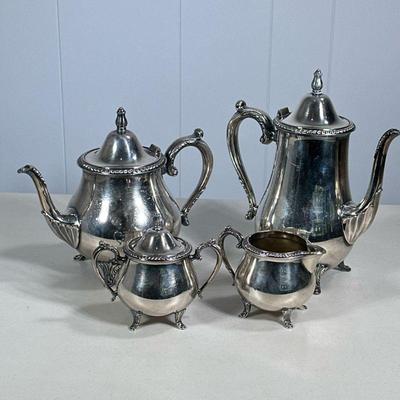 (4PC) ONEIDA FIESTA COFFEE & TEA SET | Including: coffee pot, teapot, creamer and sugar bowl.

