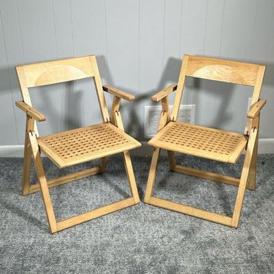 (2PC) PAIR MAGIS AVIVA FOLDING CHAIRS | Wooden Aviva folding chairs by Magis, made in Italy, designed by Marc Berthier & Alan Chauy....