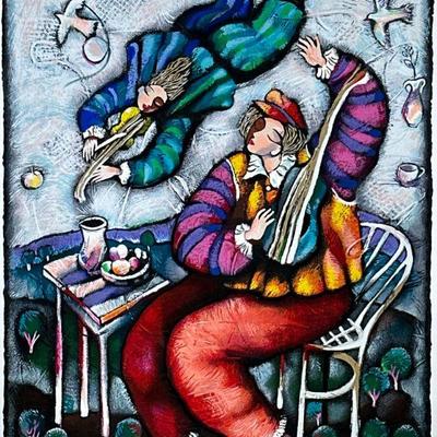 MICHAEL KACHAN (1964-) SIGNED SERIGRAPH | Duet a Duex. Serigraph on Paper. 24 x 19 in. Sight. Pencil signed lower right, numbered “EA...