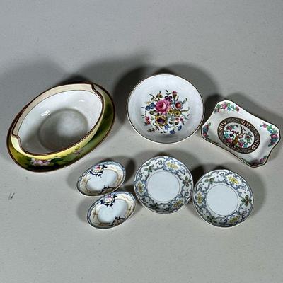 (8PC) ASSORTED JAPANESE CERAMICS & CHINA | Including: hand-painted Nippon dish, 2 pair of small circular Noritake dishes, Royal...