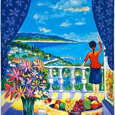 JEAN-CLAUDE PICOT (1933-2020) SIGNED LITHOGRAPH | Lumiere d'Ete sur le Balcon. Screen print on paper. 26.5 x 22 in. Sight. Pencil...