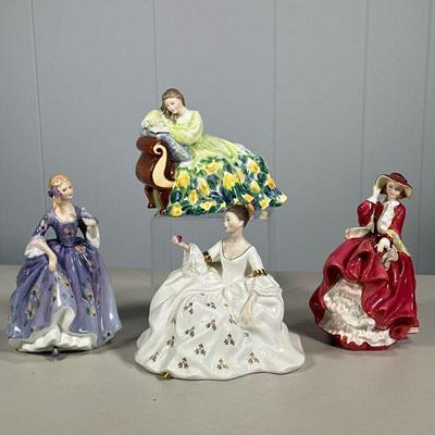 (4PC) ROYAL DOULTON FEMALE FIGURINES | Including: Nicola HN 2839, Top o’ The Hill HN 1834, Solitude HN 2810, and My Love HN 2339.

