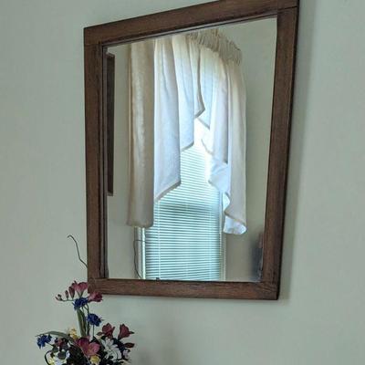 For immediate purchase-Oak mirror 26.5" h x 22" w $50. Contact Barb to purchase or for more info. 434-665-6915