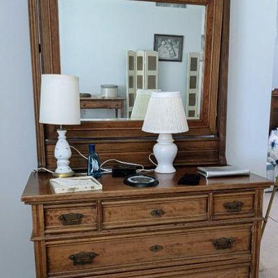 For immediate purchase-Antique Eastlake dresser & mirror. 42" w x 18 3/4" d x 75 1/2" h. $349. Contact Barb to...