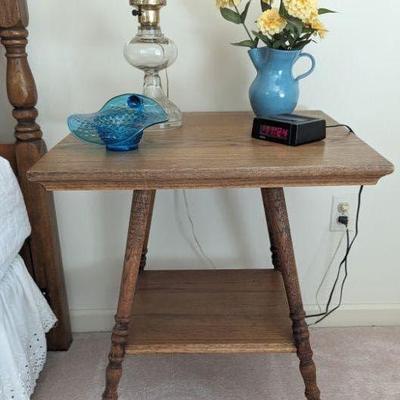 For immediate purchase-Oak parlor table. @ 1880's. 24" sq top, 27.5" h. $125. Contact Barb to purchase or for more info....