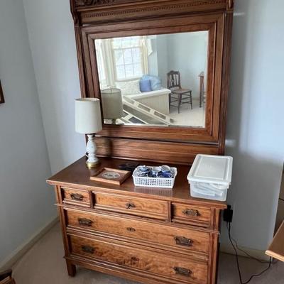 For immediate purchase-Antique Eastlake dresser & mirror. 42" w x 18 3/4" d x 75 1/2" h. $349. Contact Barb to...