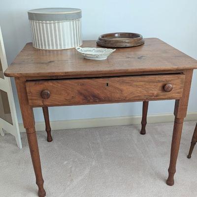 For immediate purchase-Antique walnut work table with one drawer. Middle 1800's. 34" w x 27.5"d x 28" h. $159 Contact...