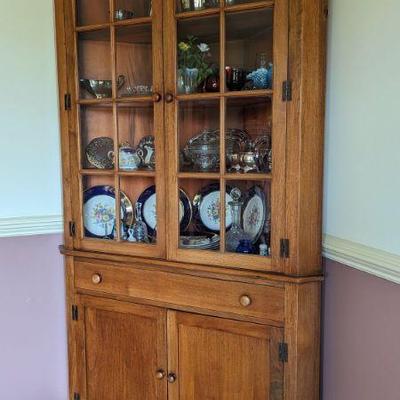 For immediate purchase-Corner china cupboard. Walnut/ 44