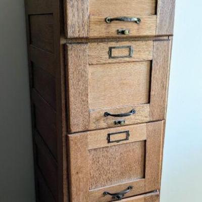 Antique oak filing cabinet