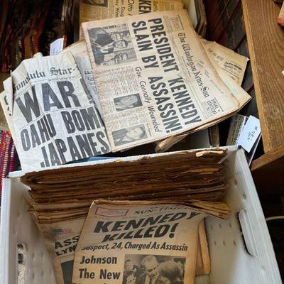 Authentic tic historic headlined newspapers.