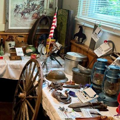 Vintage western and military items.