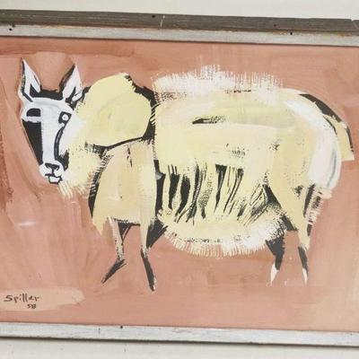 1060	MIDCENTURY MODERN WATERCOLOR RAY SPILLER 1958, APPROXIMATELY 10 IN X 14 IN
