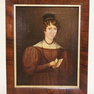 1048	OIL PAINTING ON CANVAS PORTRAIT OF A WOMAN, APPROXIMATELY 13 IN X 16 IN OVERALL, IMAGE APPROXIMATELY 10 IN X 13 IN
