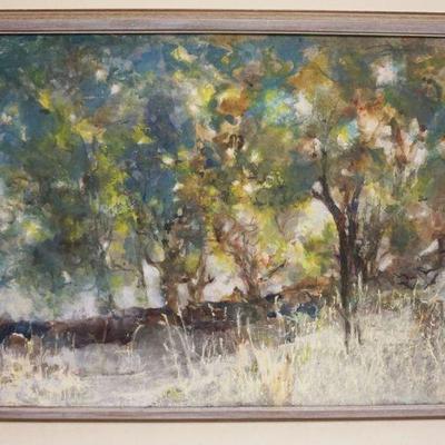 1078	CONTEMPORARY OIL PAINTING ON BOARD, ABSTRACT LANDSCAPE, APPROXIMATELY 27 IN X 38 IN OVERALL
