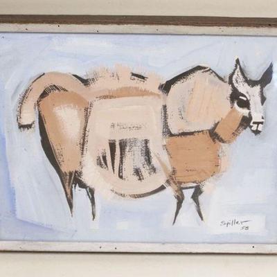 1059	MIDCENTURY MODERN WATERCOLOR *SHEEP* RAY SPILLER 1958, APPROXIMATELY 10 IN X 14 IN
