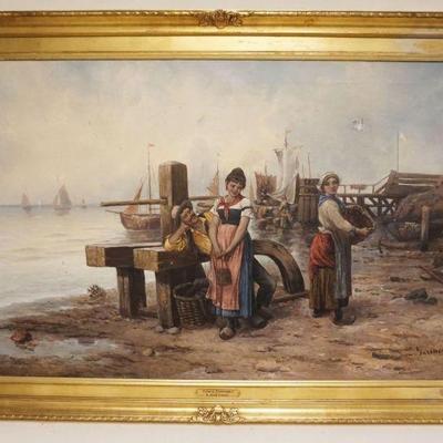 1099	OIL PAINTING ON CANVAS *FISHER'S SWEETHEART* L GARTNER, APPROXIMATELY 48 IN X 35 IN OVERALL, IMAGE APPROXIMATELY 41 IN X 26 IN
