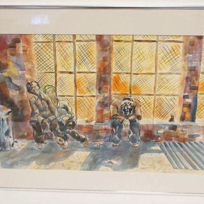 1065	WATERCOLOR, CITY SLUMS, APPROXIMATELY 27 IN X 20 IN OVERALL, IMAGE APPROXIMATELY 22 IN X 14 IN
