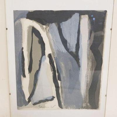 1058	OIL PAINTING ON BOARD, ABSTRACT ART, ARTIST SIGNED, APPROXIMATELY 12 IN X 16 IN
