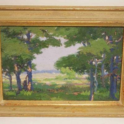 1006	JOHN H CARLSEN OIL PAINTING ON BOARD, LANDSCAPE, APPROXIMATELY 20 1/2 IN X 15 IN OVERALL
