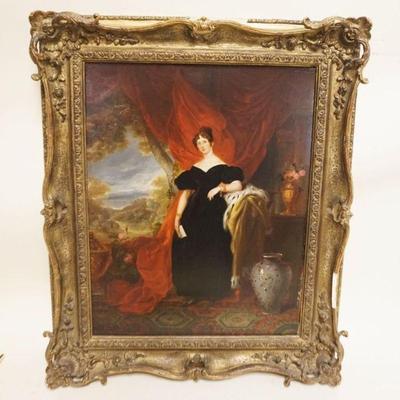1108	ANTIQUE OIL PAINTING ON BOARD PORTRAIT OF A WOMAN MRS BUCK SIGNED ON BACK, J LEAKEY-JAMES LEAKEY, APPROXIMATELY 21 IN X 25 IN...