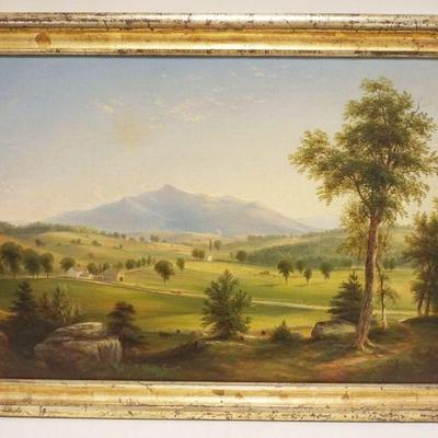 1092	OIL PAINTING ON CANVAS LANDSCAPE, UNSIGNED CONNECTICUT VALLEY SCENE, WALTER HOVING ESTATE

