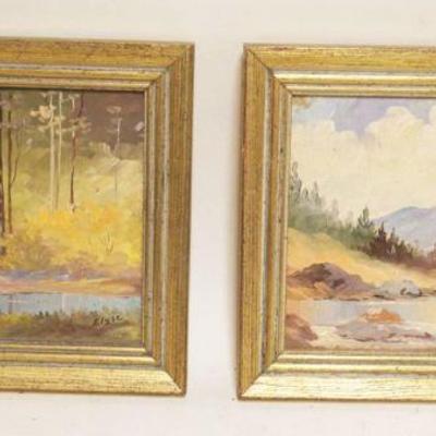 1040	PAIR OF OIL PAINTINGS ON BOARD, LANDSCAPES SIGNED ELYSE, APPROXIMATELY 8 IN X 10 IN OVERALL
