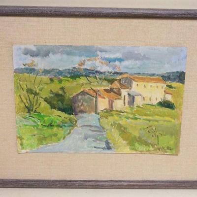 1056	OIL PAINTING ON BOARD, LANDSCAPE KURT SLUIZER, APPROXIMATELY 12 IN X 15 IN OVERALL, IMAGE APPROXIMATELY 7 IN X 10 IN
