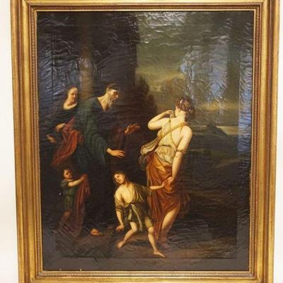 1102	OIL PAINTING ON CANVAS ABRAHAM & SARAH? APPROXIMATELY 33 IN X 41 IN OVERALL, IMAGE APPROXIMATELY 28 IN X 34 IN
