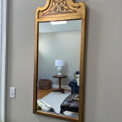 Mirror 51x21" Vertical Gold Frame with Painted Scroll Arched Top
